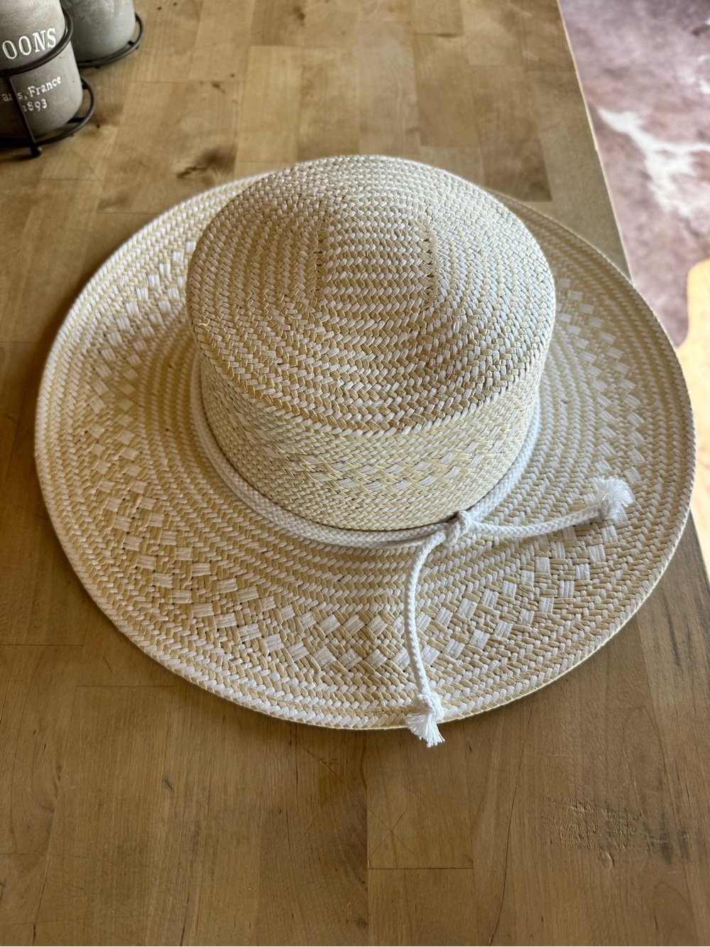 Wide Brim Straw Sun Hat - Natural Cream